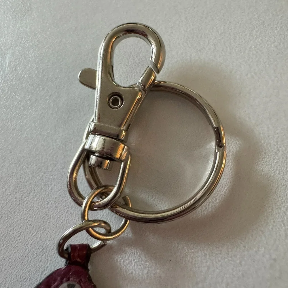 Shoe Shape Faux Leather Keychain Key Ring Purse Bag Charm Purple with Rhinestone